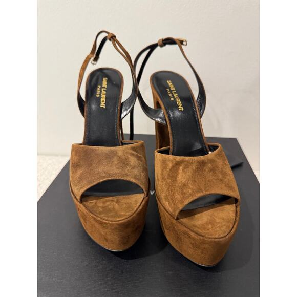 SAINT LAURENT JODIE PLATFORM SANDALS IN SUEDE LAND BNIB 39 - Picture 4 of 11
